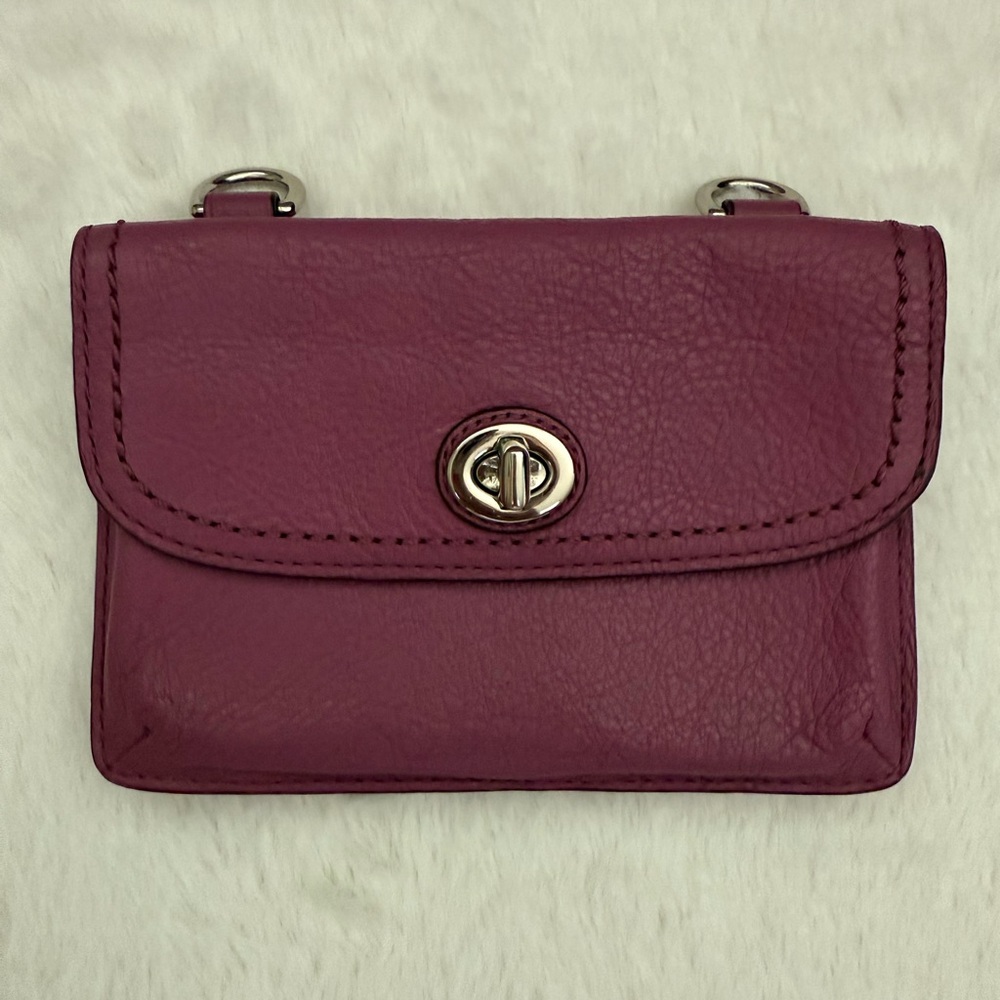 Coach Dylan Purple Mini Wallet with Turnlock Closure
